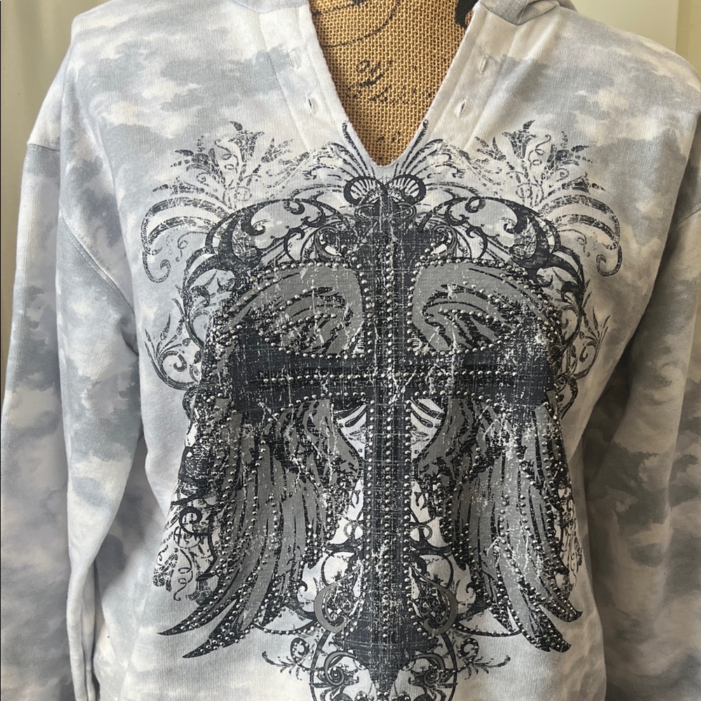 Cato Gray and Black Graphic Hoodie - Picture 2 of 7